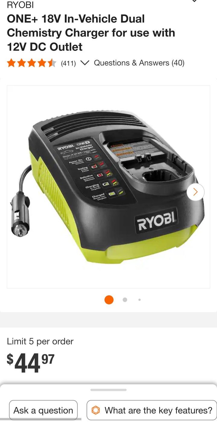 RYOBI P131 CAR CHARGER