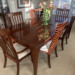 Dining Room Table, 6 Chairs, Leaf & Buffet Table