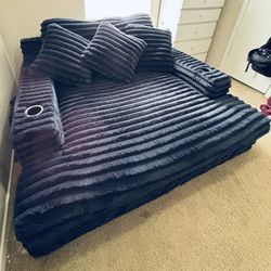 Oversized Chaise Lounger With Cup Holders And 