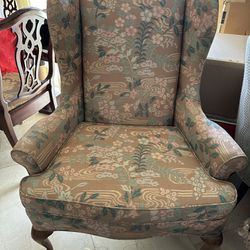 2 Wing Chairs (may want to reupholster) In Good Sturdy Condition