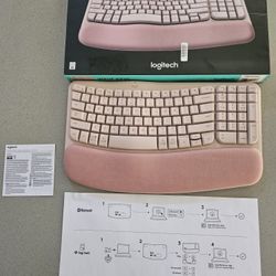 Logitech Wave Keys Wireless Ergonomic Keyboard With Cushioned Palm Rest 