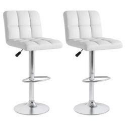 2 White Bar Stools 