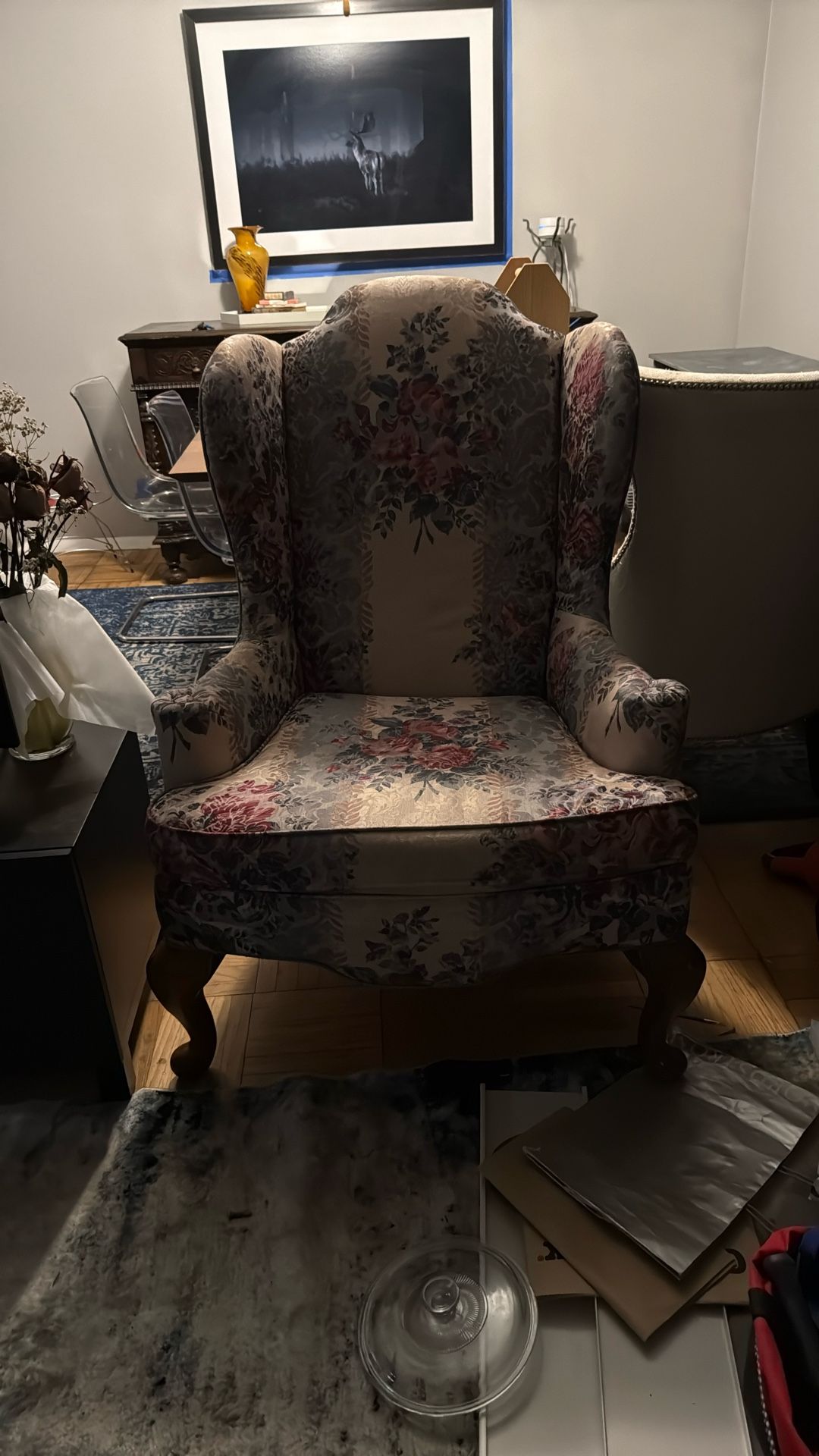 vintage wingback armchair