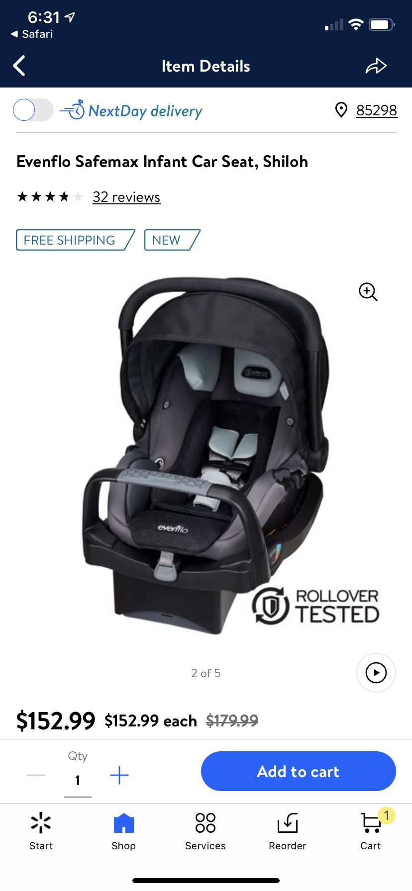 Evenflo Safemax infant car seat and base