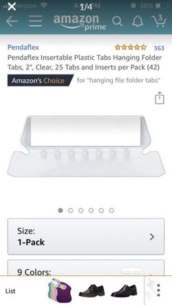 Clear plastic Tabs for hanging file folders 25 per package $2 each (minimum 3 packages) 16 packages available