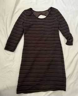 Brown Striped Long Sleeve Mini Dress