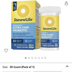 Renew Life Probiotics 30 Billion CFU Guaranteed, 12 Strains, For Men & Women, Shelf Stable, Gluten Dairy & Soy Free, 30 Capsules