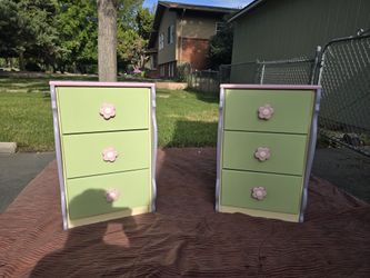 Adorable Pair of Little Girl Nightstands | Storage Drawers