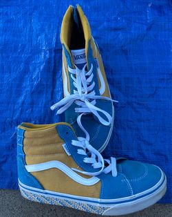 Vans High Top Sneakers Blue/Yellow – Size 4.5