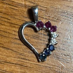 Ruby /sapphire Heart Pendant 