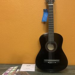 New Black 30” Kids Beginner Acoustic Guitar With Gig Bag & Accessories 