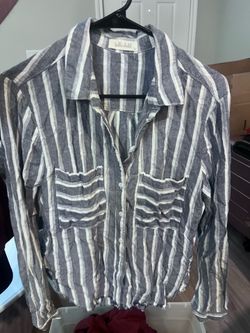 Blue and White Striped Flannel