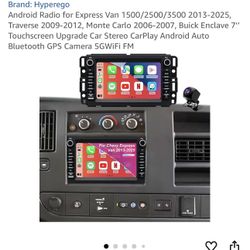 Android Radio for Express Van 1500/2500/3-2025, Traverse 2009-2012, Monte Carlo 2006-2007, Buick Enclave 7‘’ Touchscreen Upgrade Car Stereo Ca