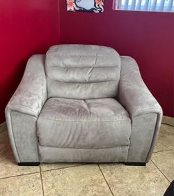 Gray Upholstered Reclining Chair Couch