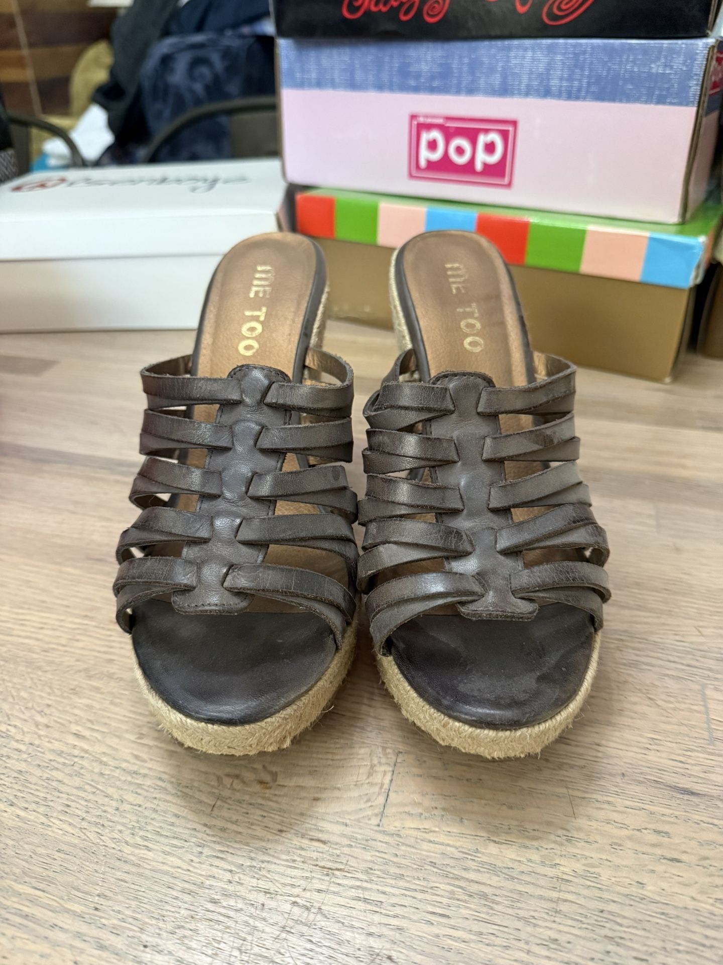 Leather Me Too Wedge Sandals Heel