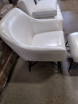 White faux discount leather accent chair