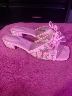 Unopened 8.5 Pink Floral  Bow Heeled Sandals🌸