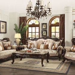 I'm selling a nice sofa set that includes 1 sofa and 1 loveseat. The armchair is not included Coffee tables not included, sofa and loveseat only $2,40