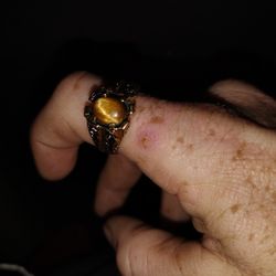 Solid Gold Tiger Eye Gem Ring