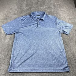 PGA TOUR Pro Series Golf Polo Mens Large Blue Micro Geo Printed Short Sleeves