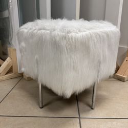 White Fur Ottoman - Immediate Pick Up