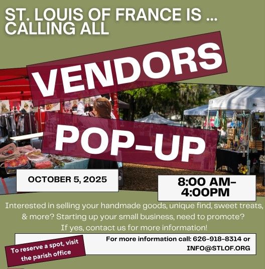 St LOUIS OF FRANCE VENDORS POP-UP