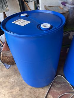 55 Gallon Blue Plastic Storage Drum Barrel