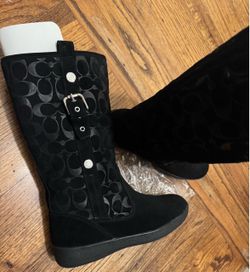 COACH original monogram boots black suede New/like new