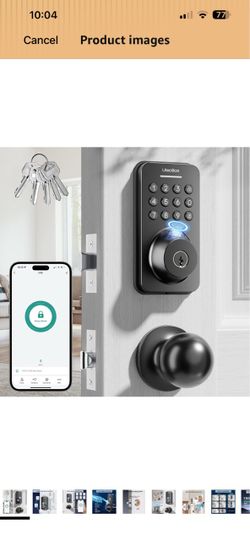 Fingerprint Keypad Deadbolt with Knob Set, Matte Black Keyless Entry Door Lock with App Control, Door Locks for Front Door, Auto Lock&One-Touch Lock,