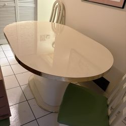 Dining Table + 4 Chairs - Cream And Gold Excellent Condition 