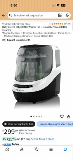 Baby Brezza Bottle Washer Pro (washer + sterilizer + dryer).