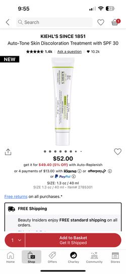 KIEHL'S SINCE 1851 Auto-Tone Skin Discoloration Treatment with SPF 30