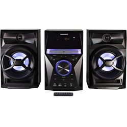 Magnavox MM441 3-Piece CD Shelf System with Digital PLL FM Stereo Radio, Bluetooth Wireless Technology, and Remote Control in Black | Blue Colored Spe