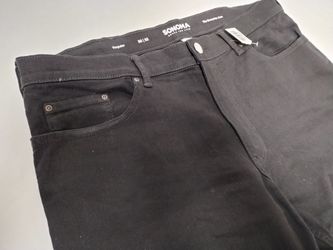 Mens Jeans 38x32 Regular Straight Dark Black Work Pants Vaqueros
