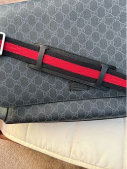 Authentic Gucci GG Supreme Black Messenger Bag Web Stripe Crossbody Made in Italy