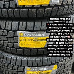 SET OF NEW TIRES, LT275/65R18 LANDGOLDEN AT , INCLUDING MOUNTING AND BALANCING. ASK ME FOR ANY SIZE OR BRAND, LLANTAS NUEVAS