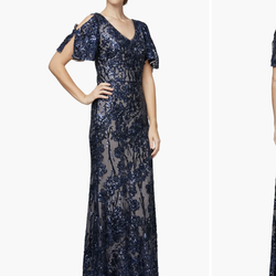 Alex Evenings Sequin Lace Cold Shoulder Trumpet Evening Gown size 18