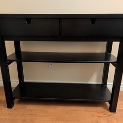 Black Wooden Console Table with Drawers