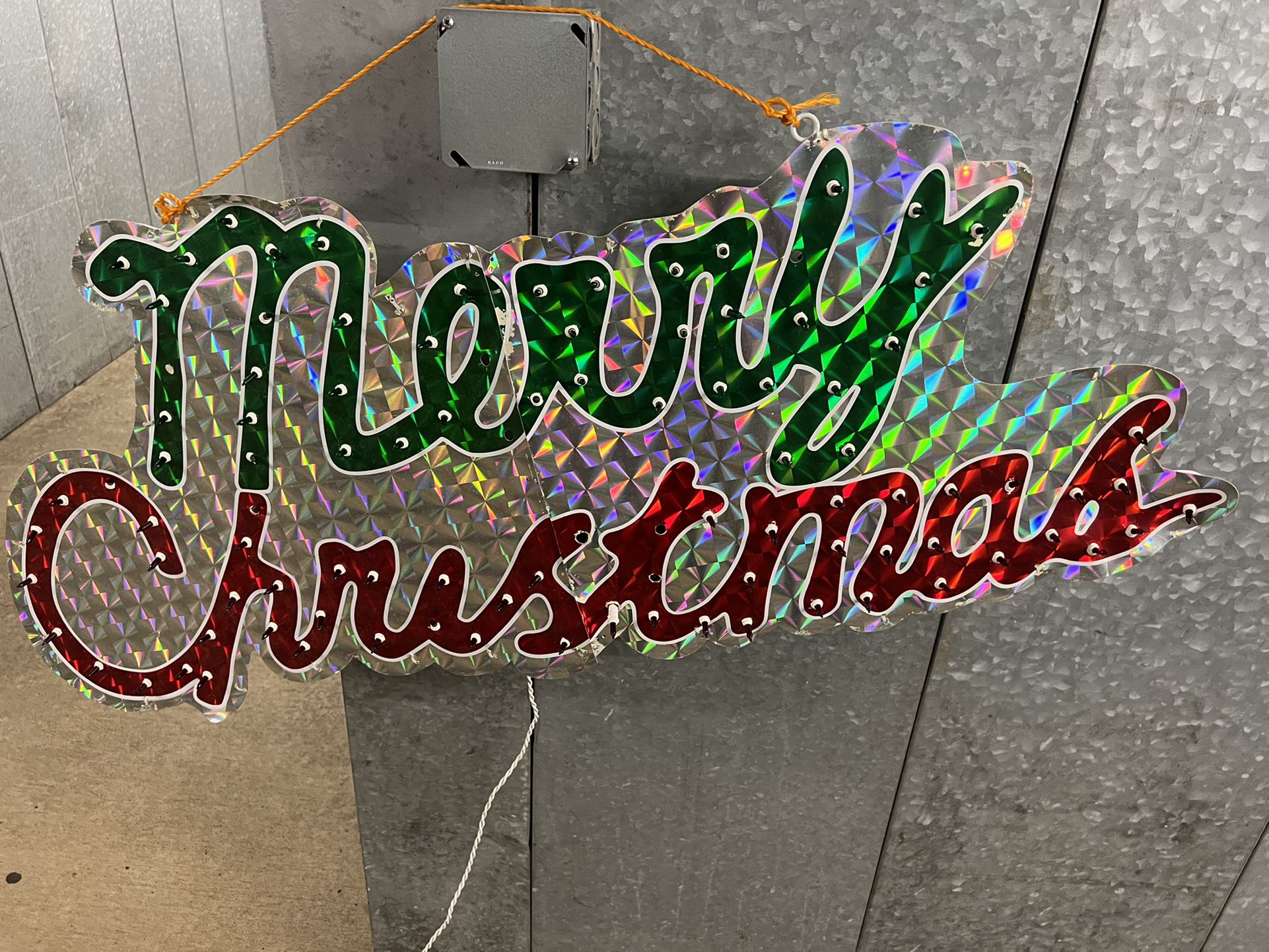 44” x 21 1/2” tall Lighted Holographic Christmas light outdoor sign/decoration 
