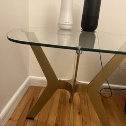 Glass gold End Table Modern Contemporary 