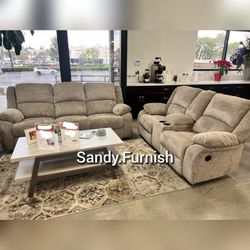 2Pc Recliner sofa set Sofa and Loveseat Living room couch