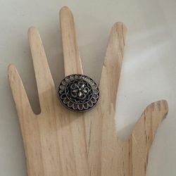 New | Indian Flower Oxidized Adjustable Ring