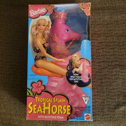 1994 Barbie Tropical Splash Seahorse with Bathtime Foam - New in Box