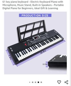 61 key piano keyboard - Electric Keyboard Piano with Microphone, Music Stand, Built-In Speakers