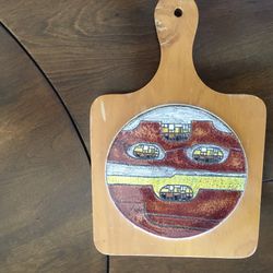 Hand Painted Vintage Pot Holder, Made In Ecuador Out Of Birtch Wood