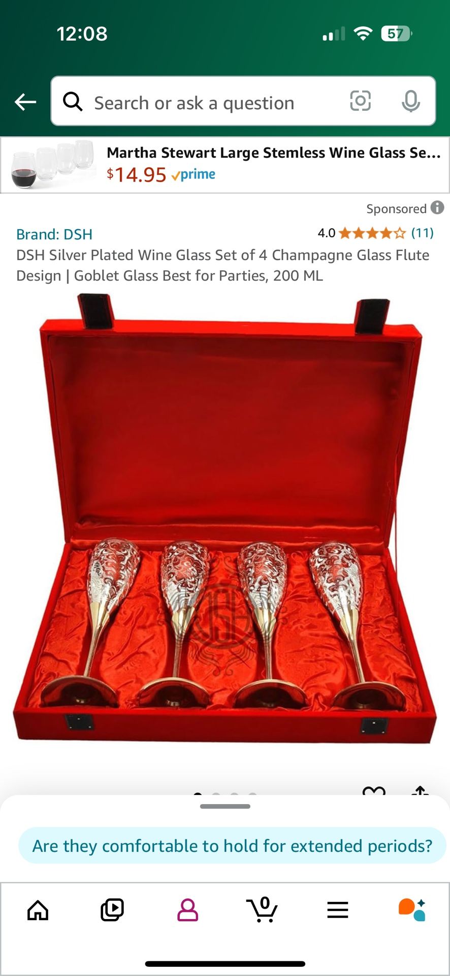 Beautiful Silver Plated Wine Glass/ Champagne