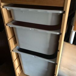 Solid Wood Shelves With Plastic Droors