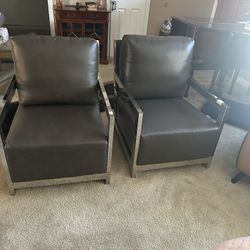 Beautiful stainless steel leather chairs very comfortable