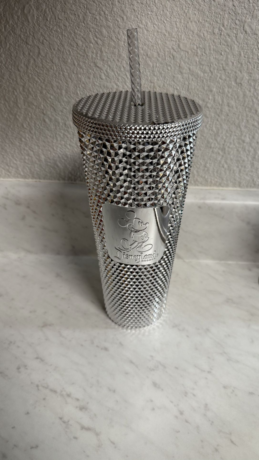 Starbucks Disneyland 100th Collectable Silver Chrome Studded Tumbler 24oz