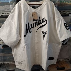 4XL Nike Kobe Bryant Mamba Baseball Men's Jersey Beige Black Organic Cotton 